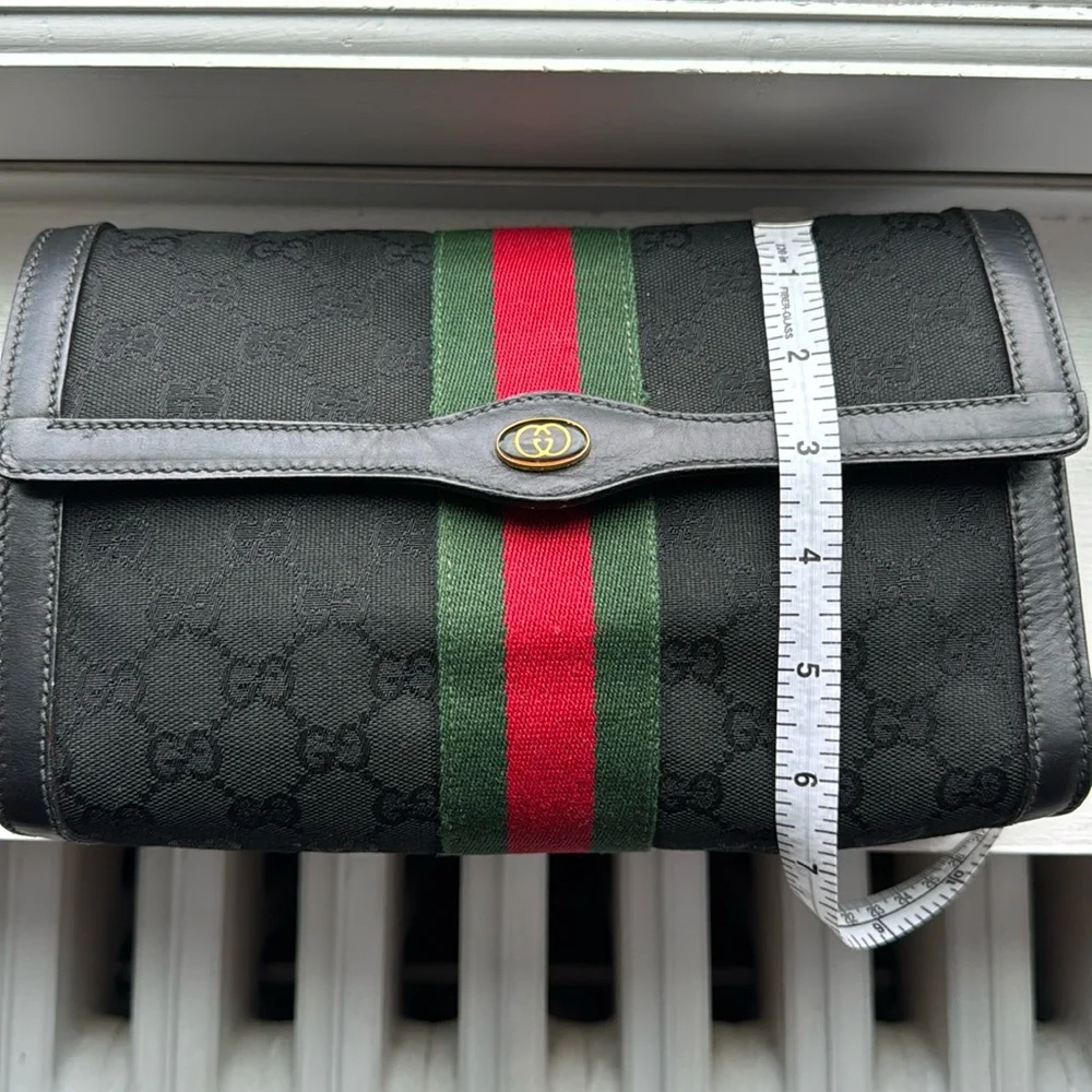 Gucci Black Crossbody Bag with Green and Red Web Stripe